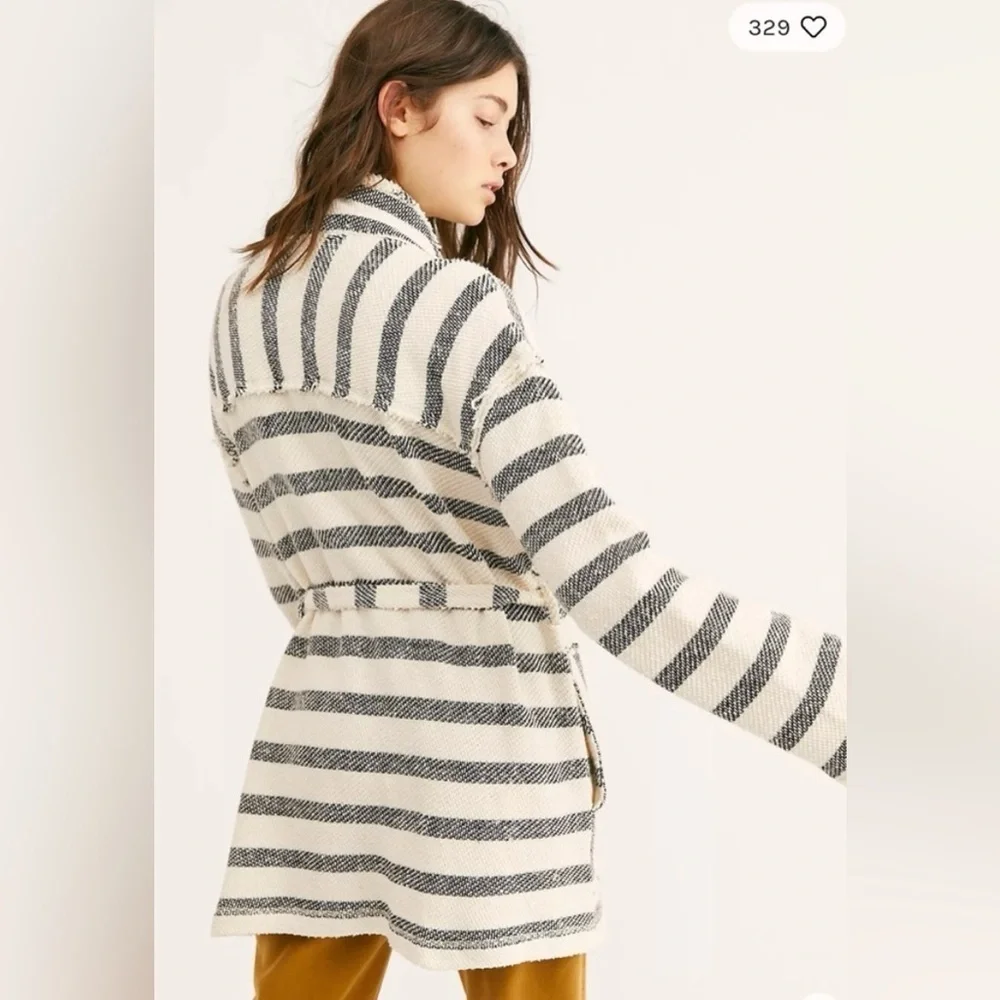 Free People Beach Women’s Myles Stripe Cardigan Navy and White Size Large